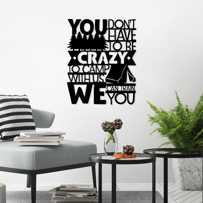 Wallity Camp With Us Escultura de Pared Negra de Metal